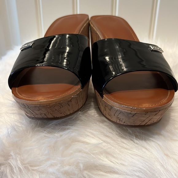 𝅺BCBGENERATION DOREENA Cork Wedge Platform Slides Women's Size 9 - Picture 3 of 14